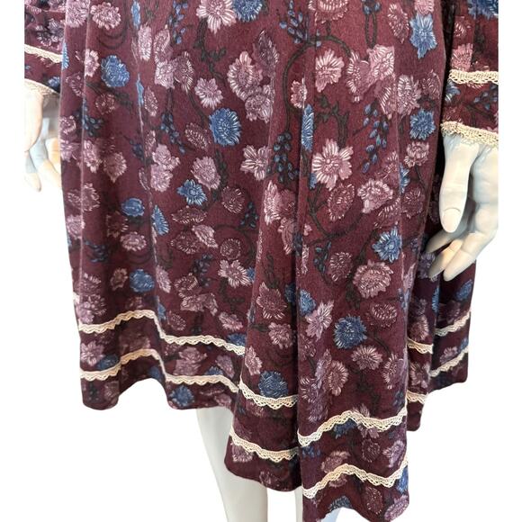 Vintage Gunne Sax Jessica McClintock Purple Floral Statement Collar Dress Small - Picture 7 of 12